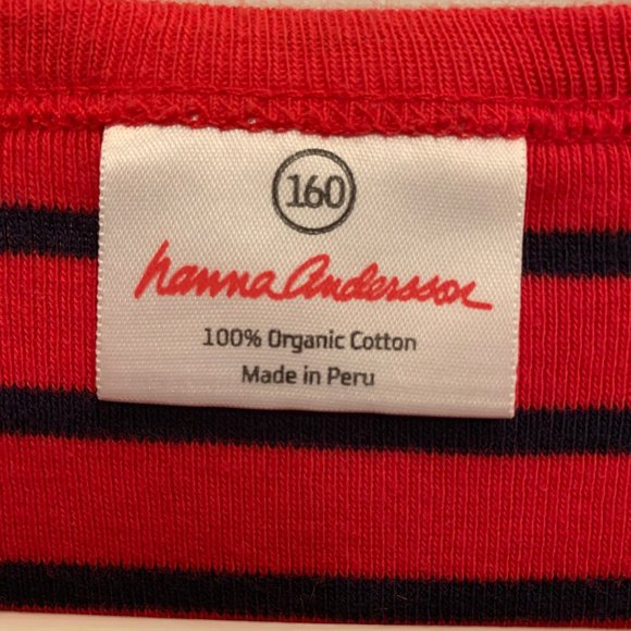 Hanna Andersson Red & Navy Striped LS Shirt SZ 14 - Picture 4 of 4